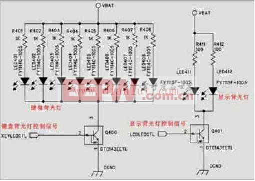 华为A319小灵通手机背光灯电路